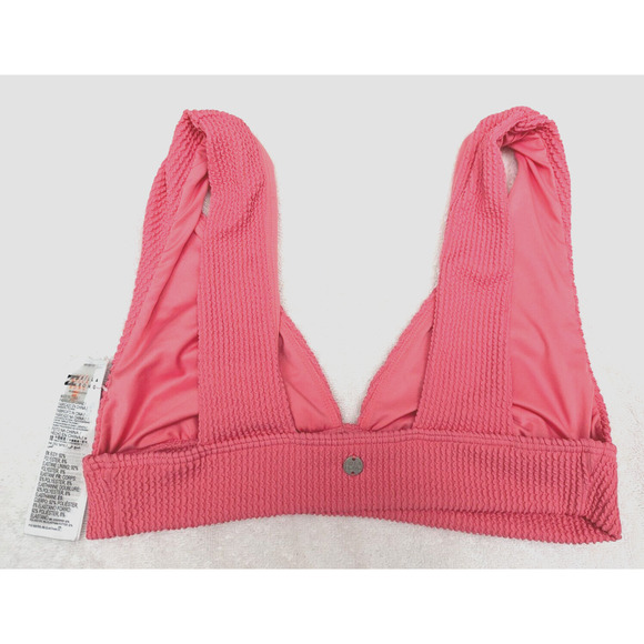 Billabong sz L Summer High Plunge Bikini Top textured pink swim 3250 - Picture 2 of 3